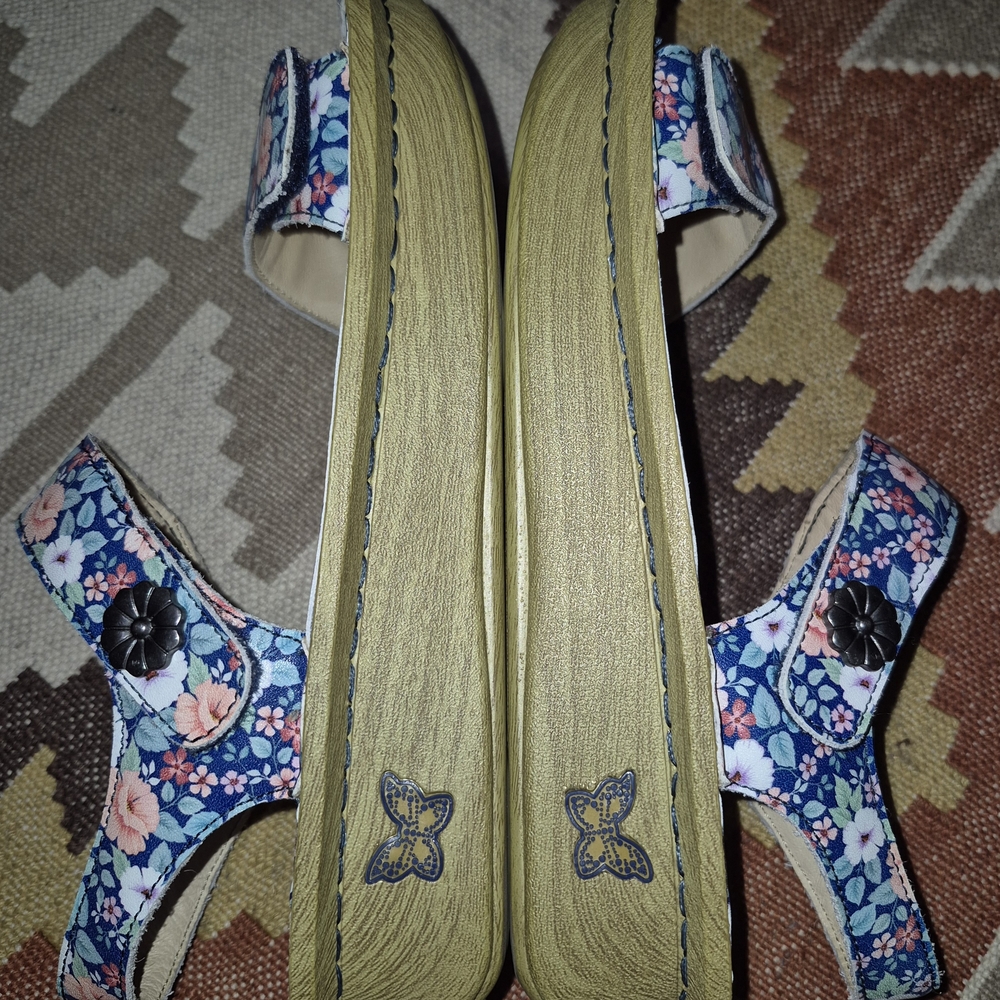 🔥Alegria PG Lite 39 8.5 Springer Floral Print Leather Sandal Rocker Platform - Picture 8 of 11